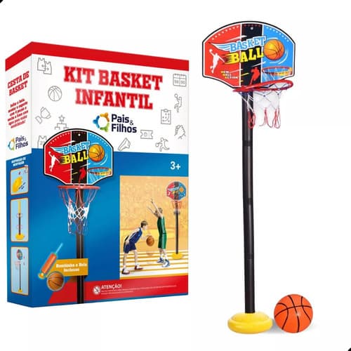 Cesta De Basquete Infantil Tabela 1.15m de Altura Com Bola E Bomba Inclusa Brinquedo Criança