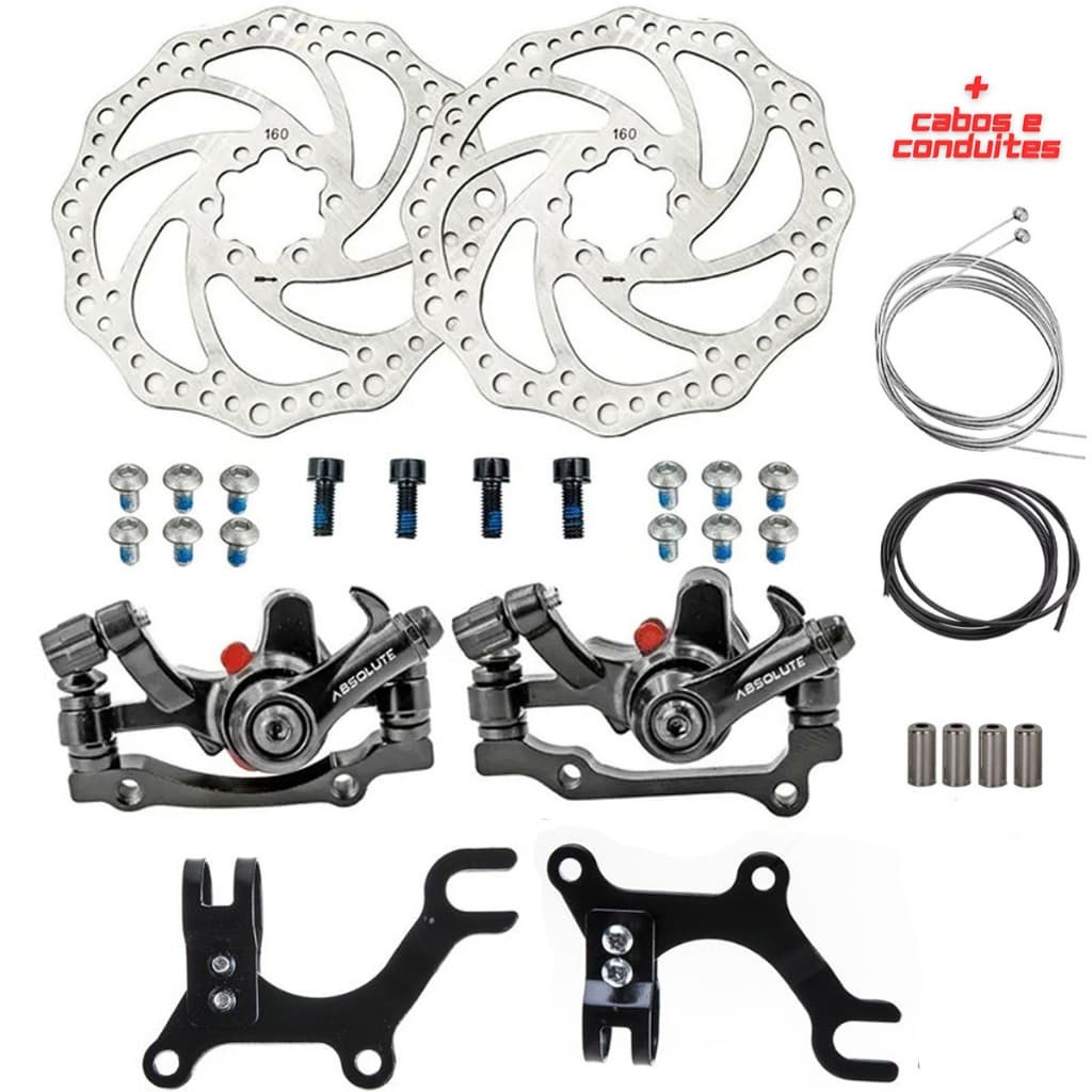 Kit Freio A Disco 160mm Bicicletas Com Adaptador De Pinca Compatível com Bikes Antigas