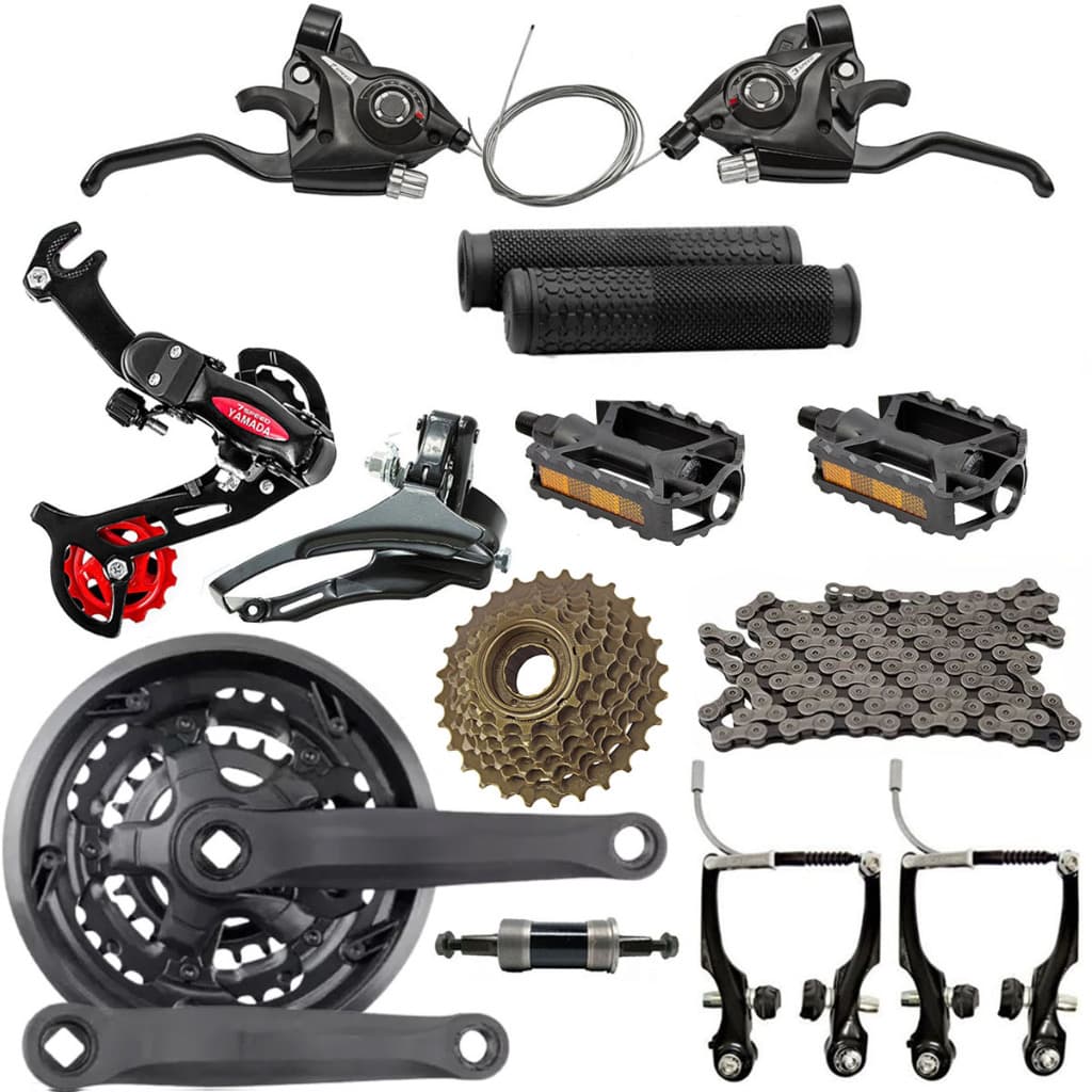 Kit Bike 21v Marcahas  Pedivela Catraca Rapid Fire Freio Vbrake Cambio Com Gancheira