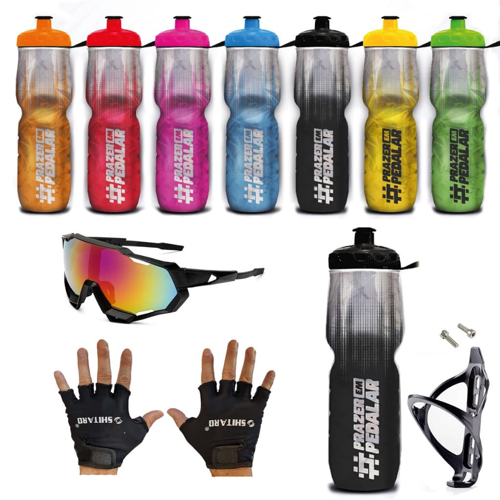 Garrafa Térmica PTK 700ml + Suporte de Caramanhola Para Bicicletas Com Parafusos