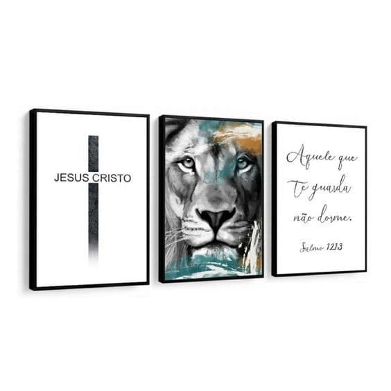 KIt 3 placas decorativas 50x30 aquele que te guarda nao dorme oração tendencia quarto sala hall