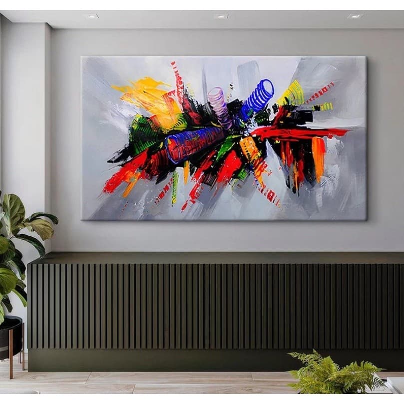 Quadro Decorativo Grande Luxo Abstrato Explosão de cores