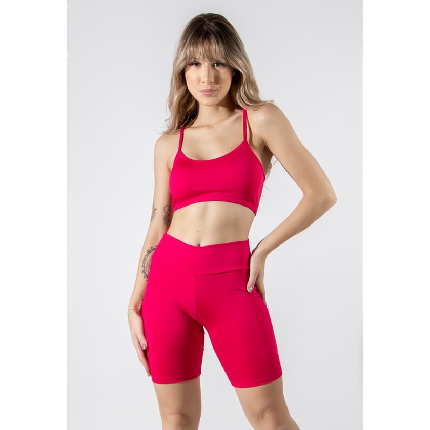 Conjunto Fitness Bermudinha Suplex Liso + Top Alcinha Akira Fitness Treino Academia Feminina