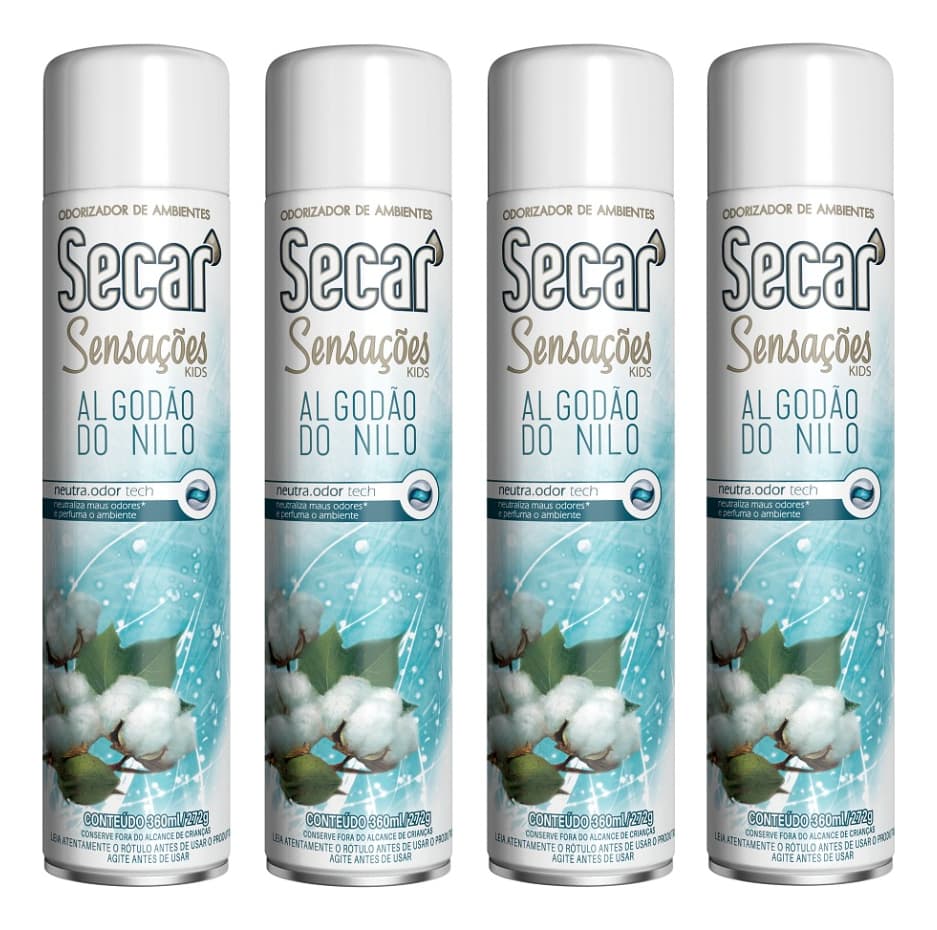 Kit C/ 4un Odorizador de Ambientes Secar 360ml
