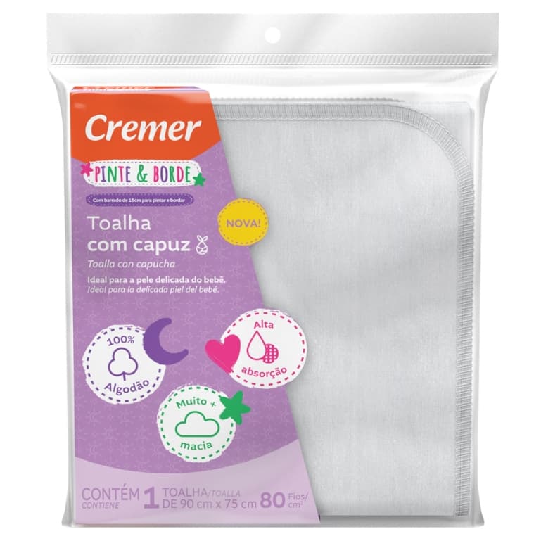 Toalha De Banho Com Capuz Pinte E Borde Cremer Luxo