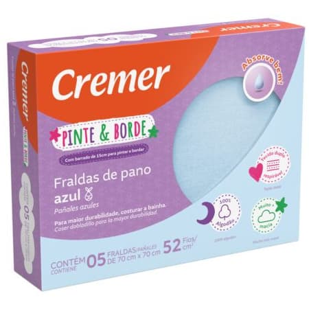 Fralda De Pano Pinte E Borde Azul - Cremer