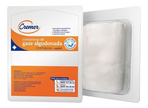 Compressa De Gaze Algodonada Estéril 10x15cm - Cremer