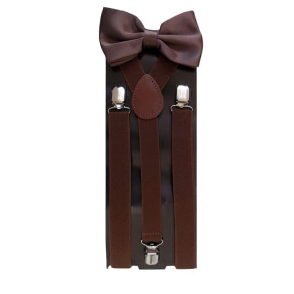 kit suspensório marrom com gravata adulto masculino e feminino