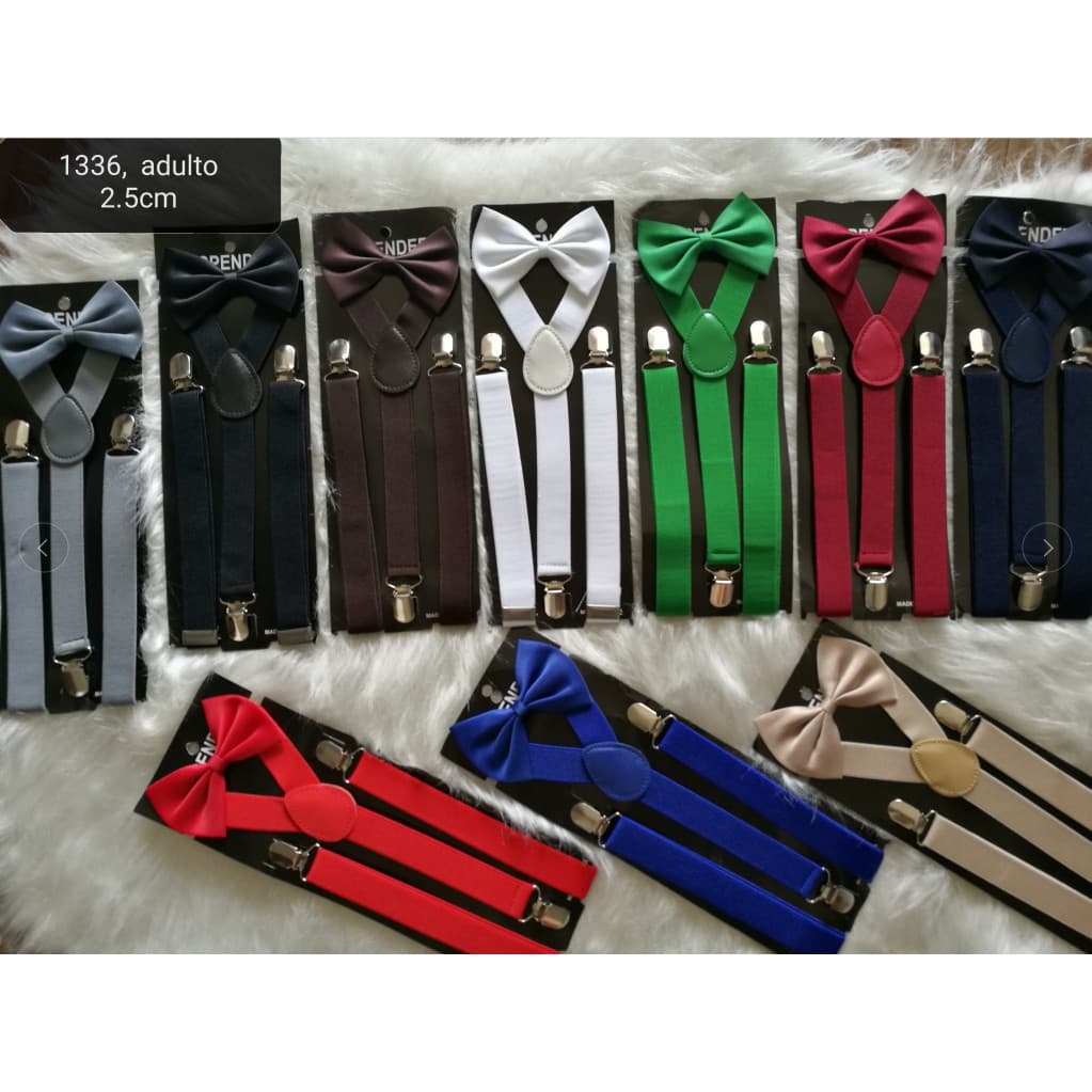 Kit 1 Suspensório + 1 Gravata Borboleta Para Adulto Unissex Casamento Eventos