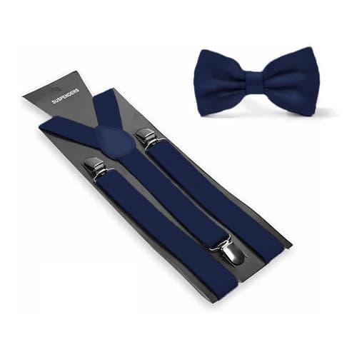 Kit Suspensório+gravata Borboleta Azul Marinho