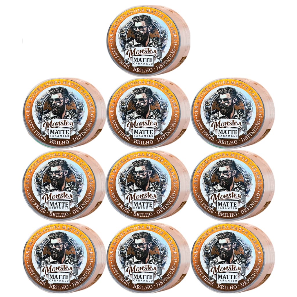 10 cera Modeladora matte caramelo fixadora pasta cera 120g - 8 Modelos a escolha monster barber Bancada Preço