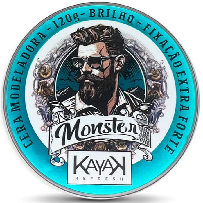 Cera Modeladora kayak Ultra Fixação 120g monster barber Shop Para Cabelo e Barba !