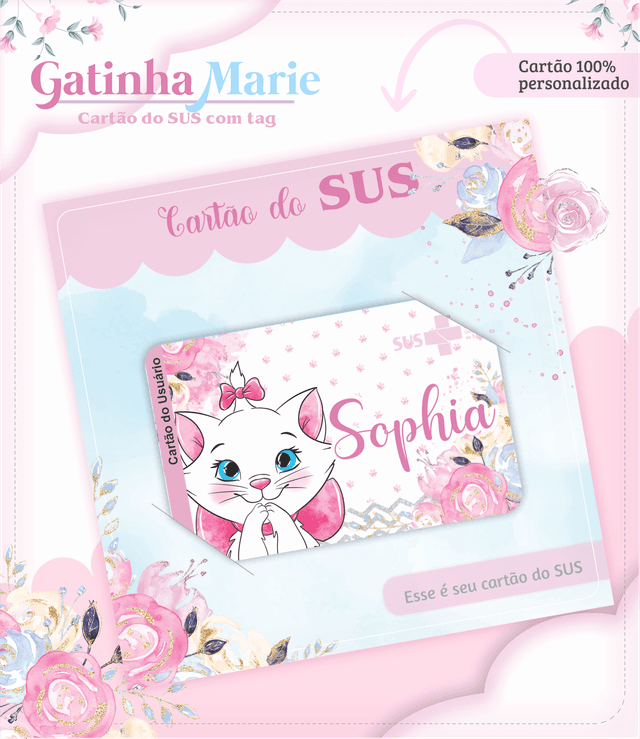 Cartão do SUS Personalizado Tema Gatinha Marie