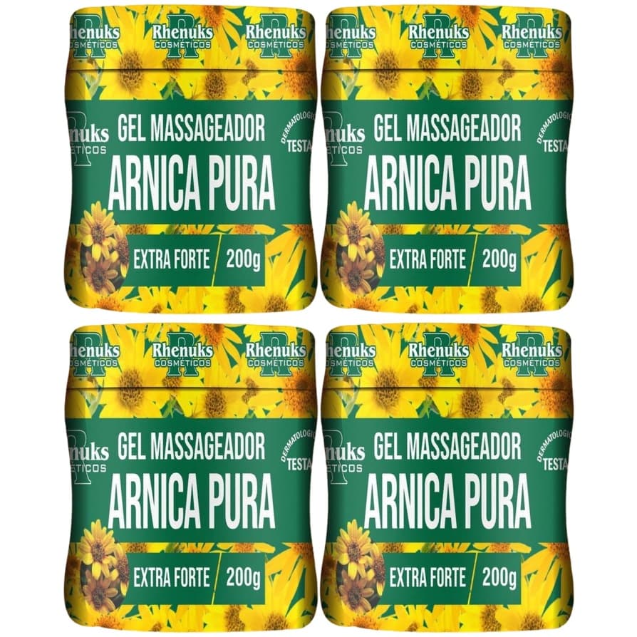 kit 4 Gel de Arnica Pura 200g: Alívio Rápido para Dores Musculares e Contusões