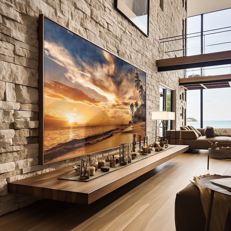 Quadro Decorativo 115x80cm Praia no Por do Sol  Hall da Luxo Sala Quarto Casa