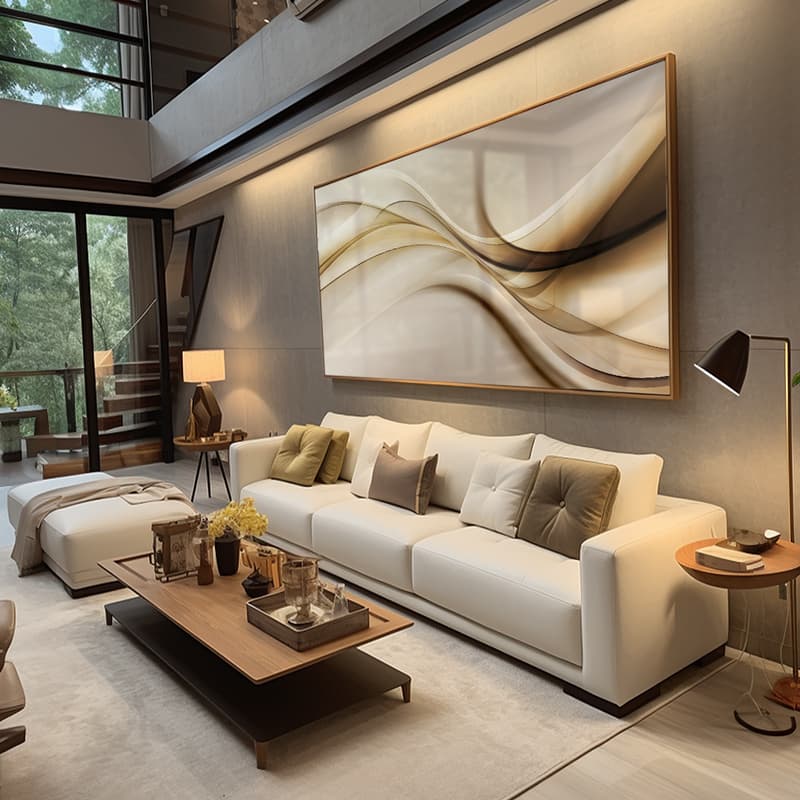 Quadro Decorativo 115x80cm Abstrato Waves Hall da Luxo Sala Quarto Casa Decoração De Parede 4k