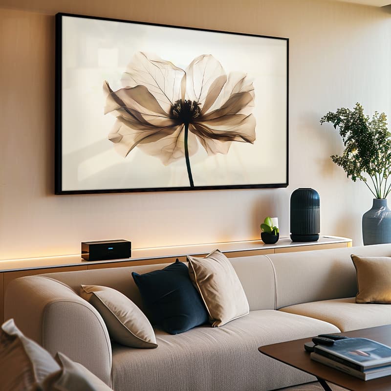 Quadro Decorativo 110x70cm Floral Branco  Hall da Luxo Sala Quarto Casa Decoração De Parede