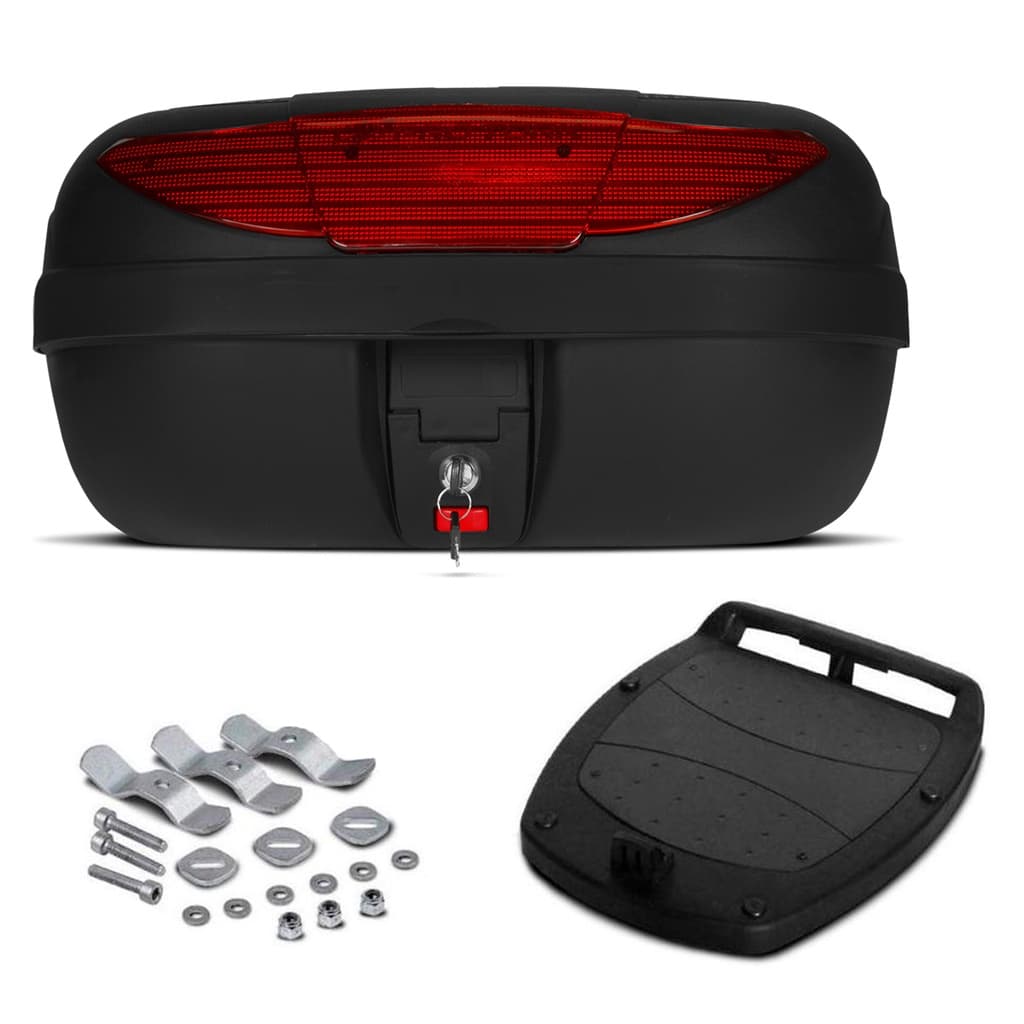 Bau Moto Bauleto 45 Litros Smart Box Protork Vermelho Fumê Cristal