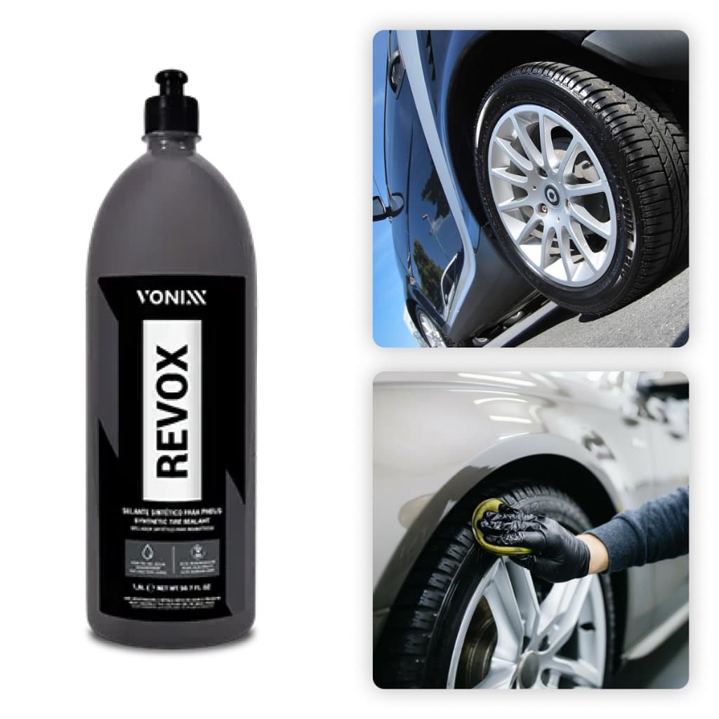 Pretinho Selante Sintético para Pneus Revox 1,5L Vonixx Condicionador de Pneu Resistente à Água
