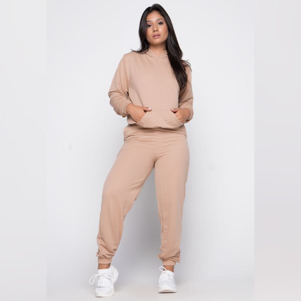 Conjunto de Inverno  Moletom Feminino Calça e Casaco Luxo