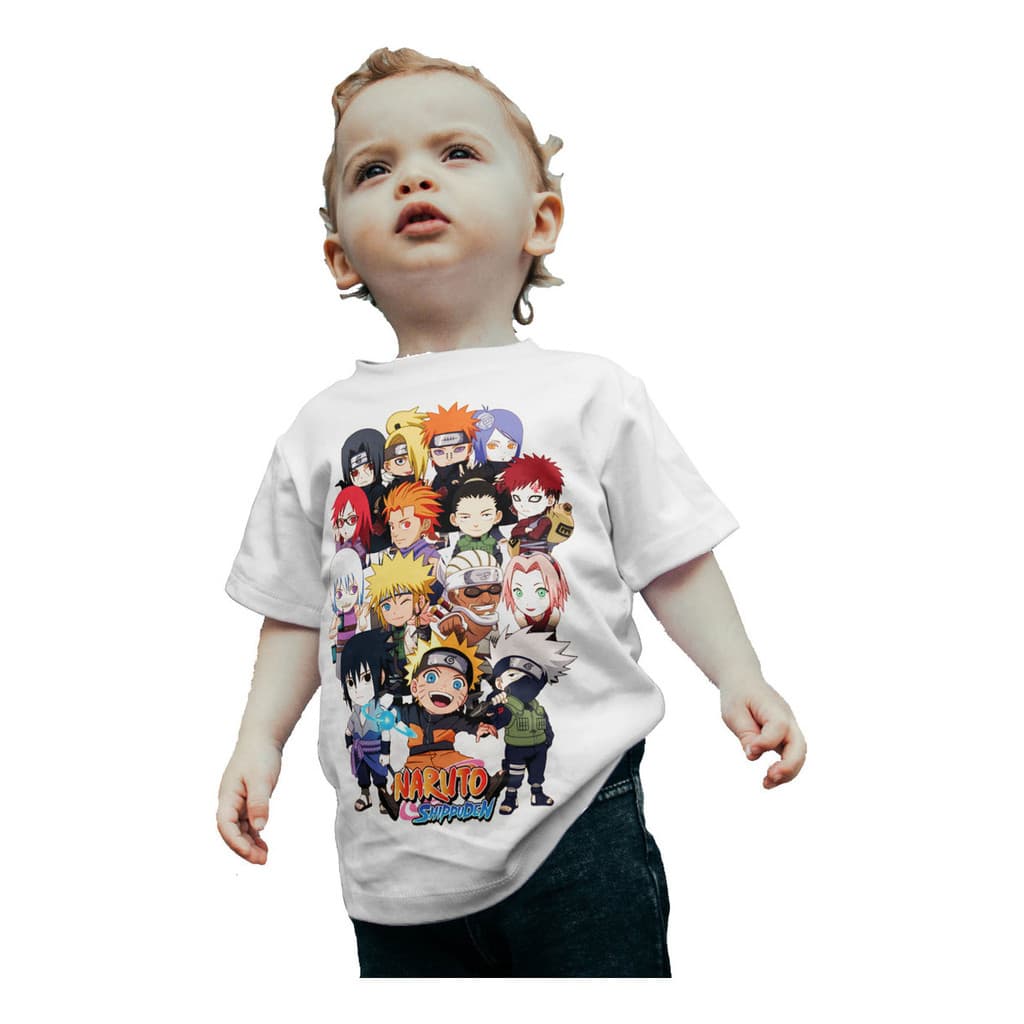 Camisa Infantil Camiseta Turma Naruto Kawaii Anime Geek