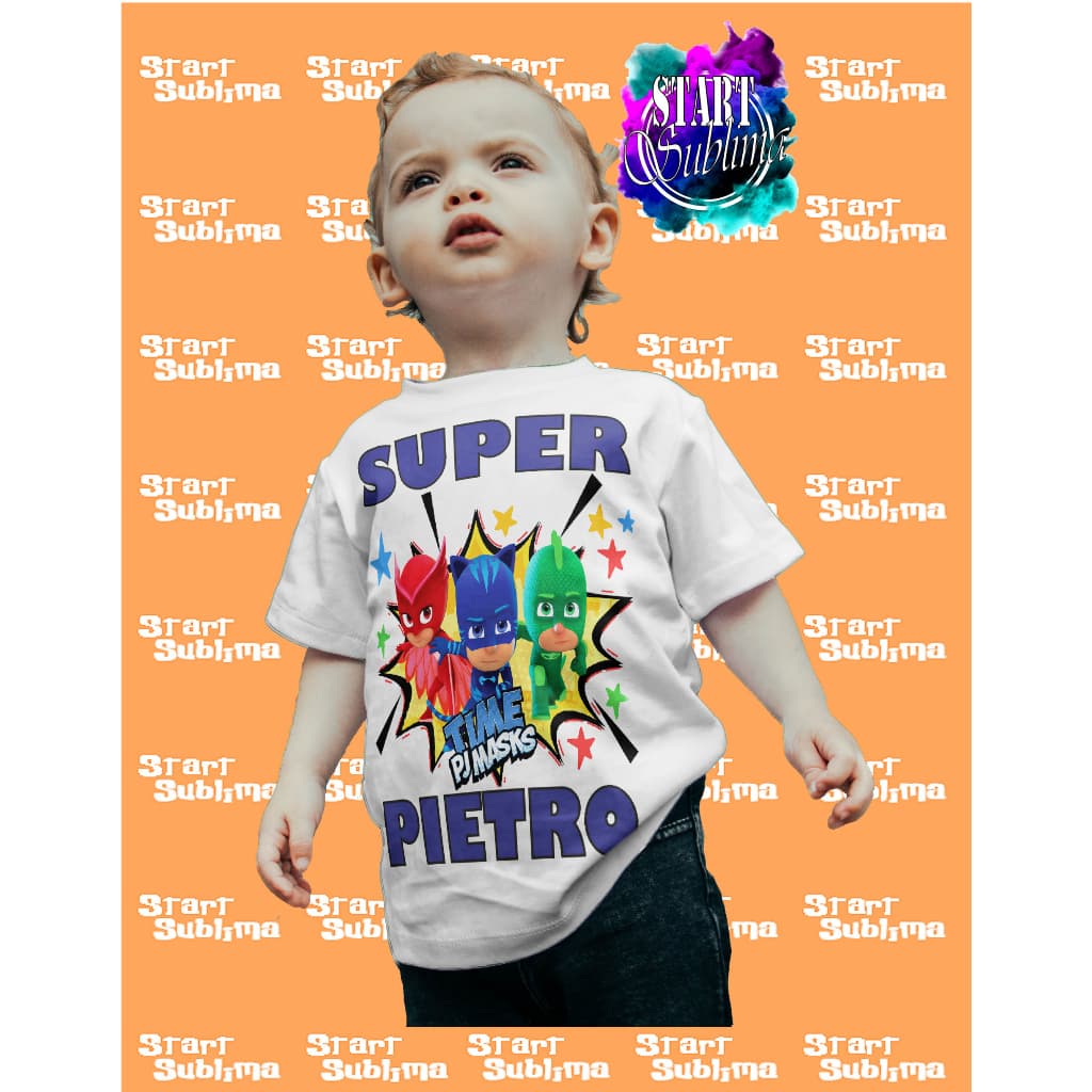 Camiseta Camisa Festa Infantil Pj Mask Heróis Com Nome 8
