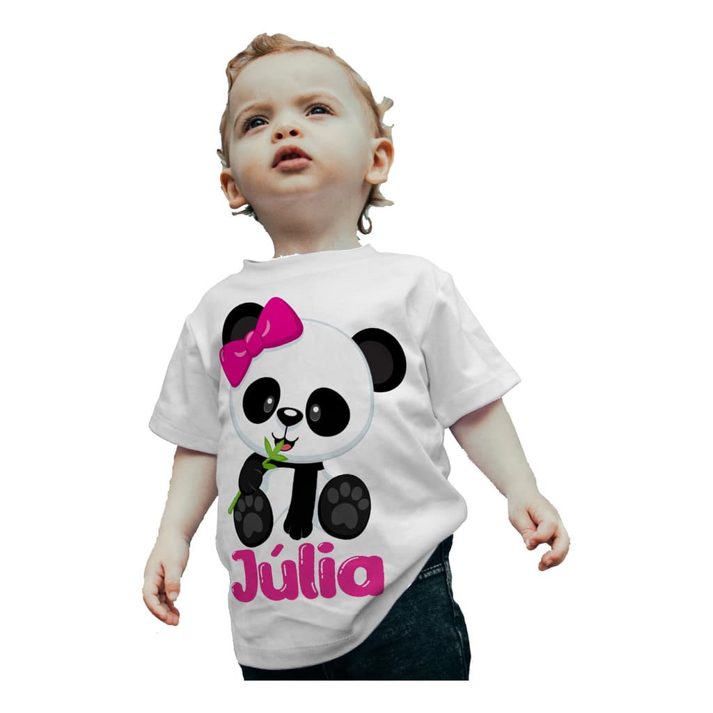 Camiseta Camisa Festa Panda Feminina Aniversario C/ Nome