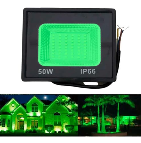 Refletor Led 50w Ip66 Luz Verde Mini Holofote Chip Smd Forte Cor Da Carcaça Preto 110v220v