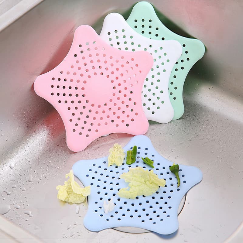 5  Unidades Tampa Silicone Ralo Pia Cozinha Banheiro Estrela 14Cm
