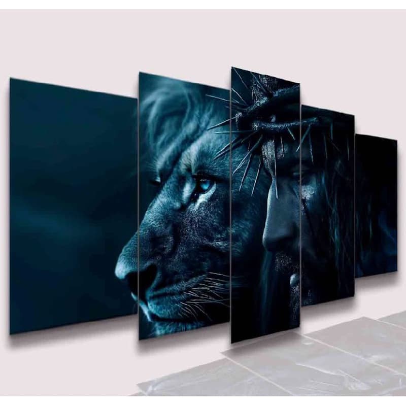 Conjunto Quadros DecorativosAlta Resolução Mosaico Leão Paisagem Frases Flores Cristão Sala Quarto