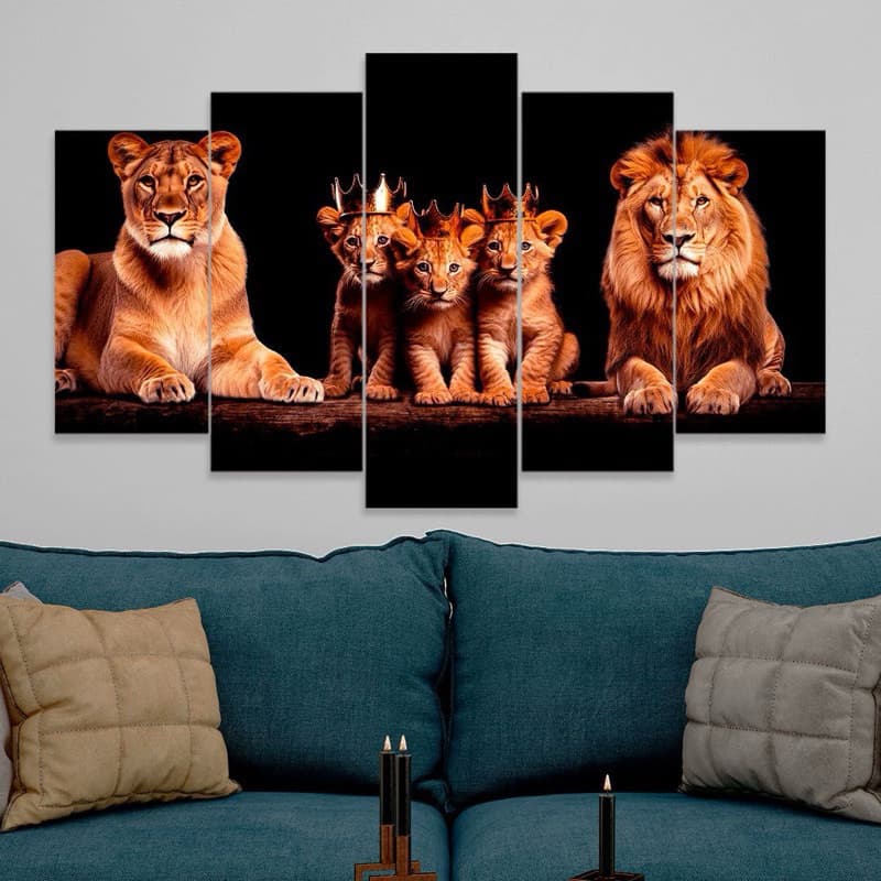 Conjunto Quadros DecorativosAlta Resolução Mosaico Leão Paisagem Frases Flores Cristão Sala Quarto