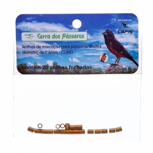 Anilhas Fechadas Capri Metálicas Marcação - 2.6 mm - Dourado - Curió - 20un