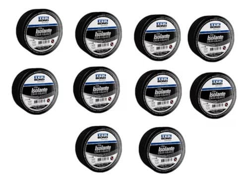 Kit 10 Fitas Isolantes, 19,0 Mm X 5 M, Preta, Tekbond