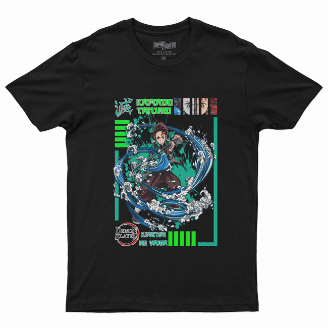 Camiseta Camisa Algodão unissex anime Kimetsu no Yaba Tanjiro Agua
