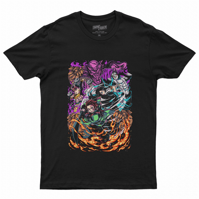 Camiseta Camisa Algodão unissex anime Kimetsu no Yaba Tanjiro Espada Fogo