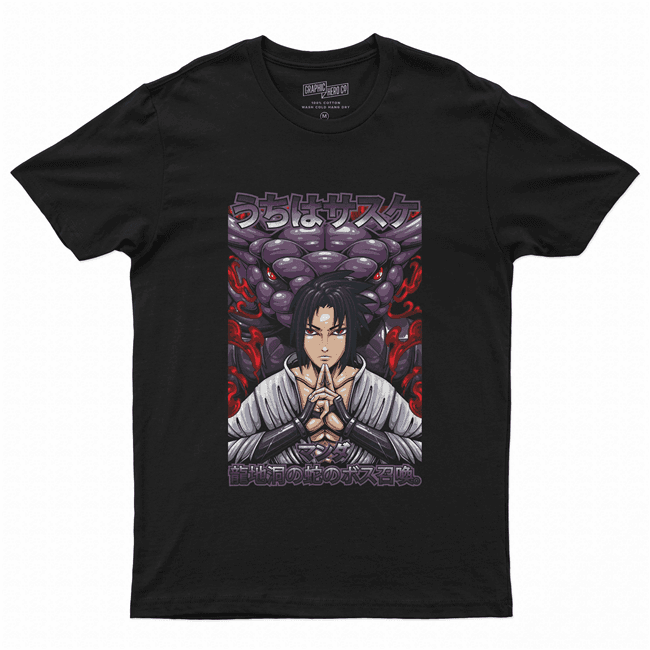 Camiseta Camisa Algodão unissex anime Naruto Sasuke e Cobra
