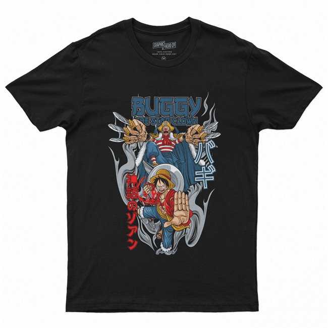 Camiseta Camisa Algodão unissex anime One Piece Luffy Buggy