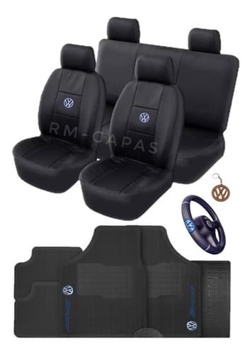 Jogo Capa Banco Carro Couro + Tapete 5 Pçs Vw Bora 2001-201