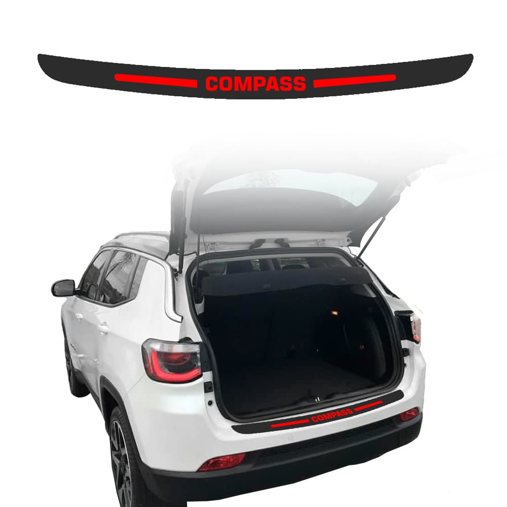 SOLEIRA DE PORTA MALA PARA CARRO ADESIVO JEEP COMPASS PERSONALIZADO