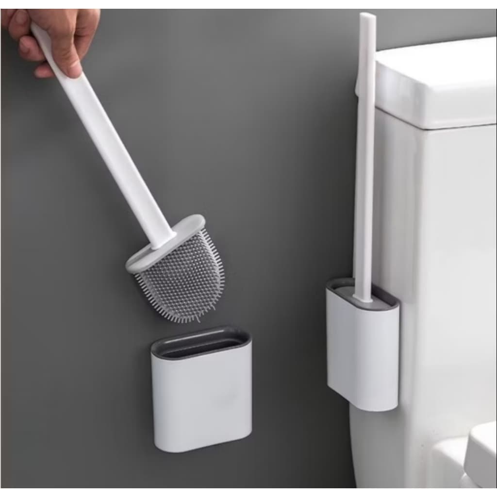 PROMOCAO ESCOVA SANITARIA DE SILICONE PARA LIMPAR VASO SANITARIO COM SUPORTE E ADESIVO DE PAREDE