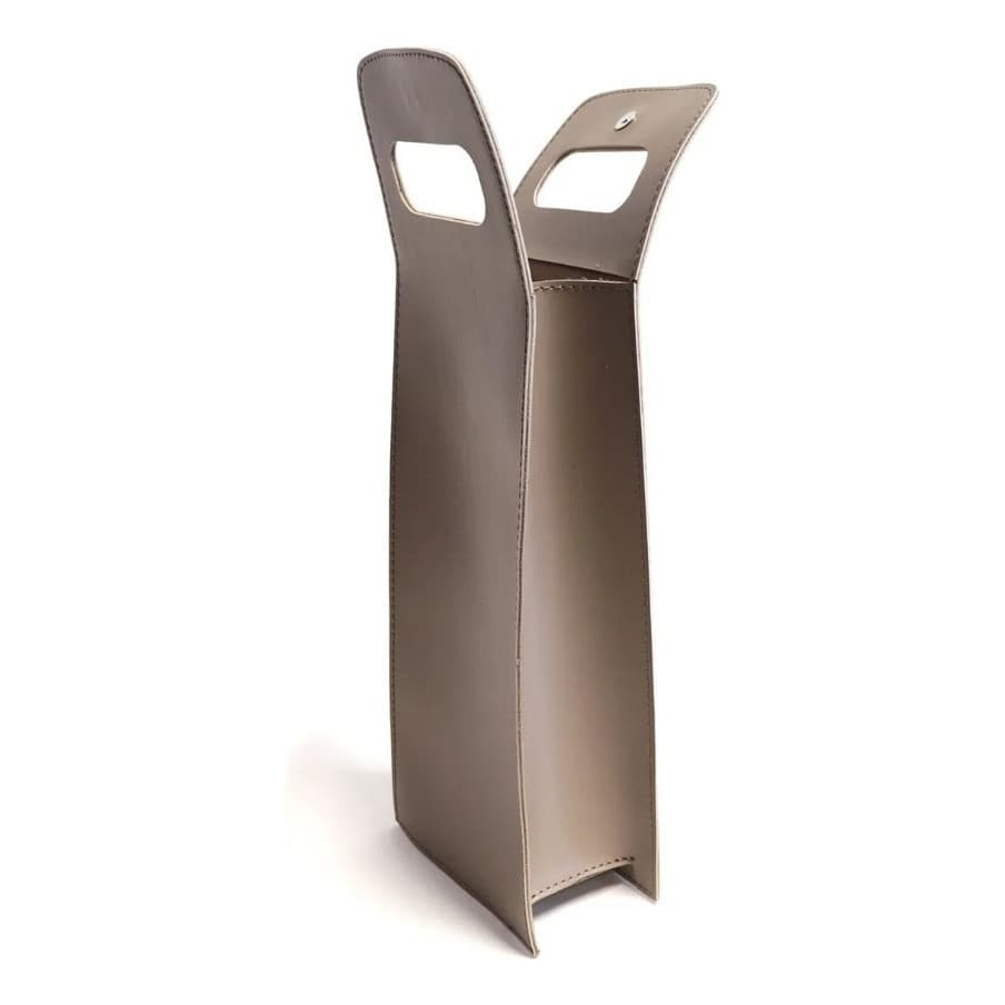 Porta Garrafa de Vinho em Corino com Alça Cor Fendi Matte