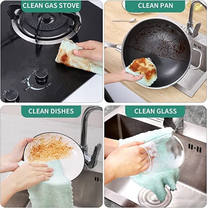 6 Peças Pano De Limpeza Pano Super Absorvente Microfibra Para Limpar De Cozinha 25x15CM