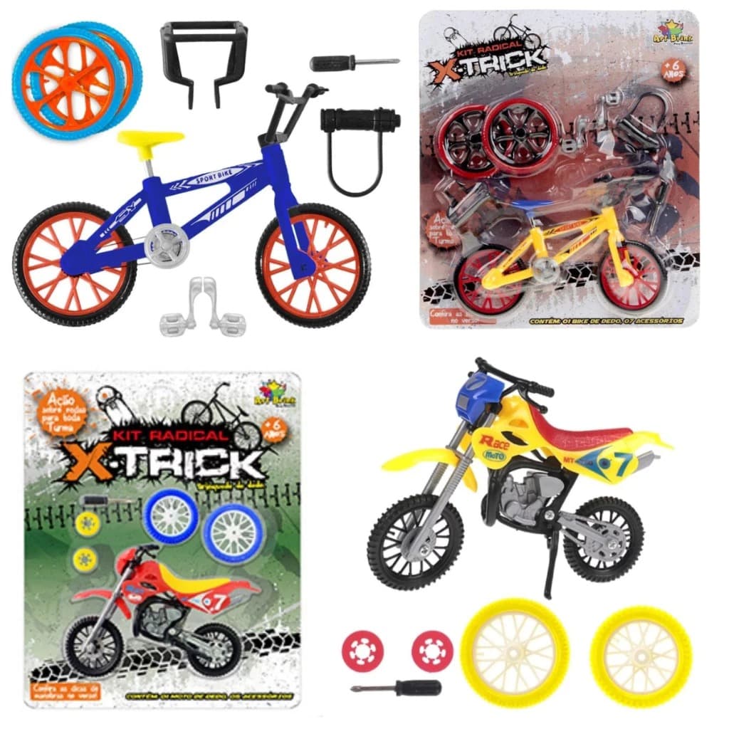 Kit Com Mini Moto De Dedo mais  Bicicleta de dedo Brinquedo presente Radical