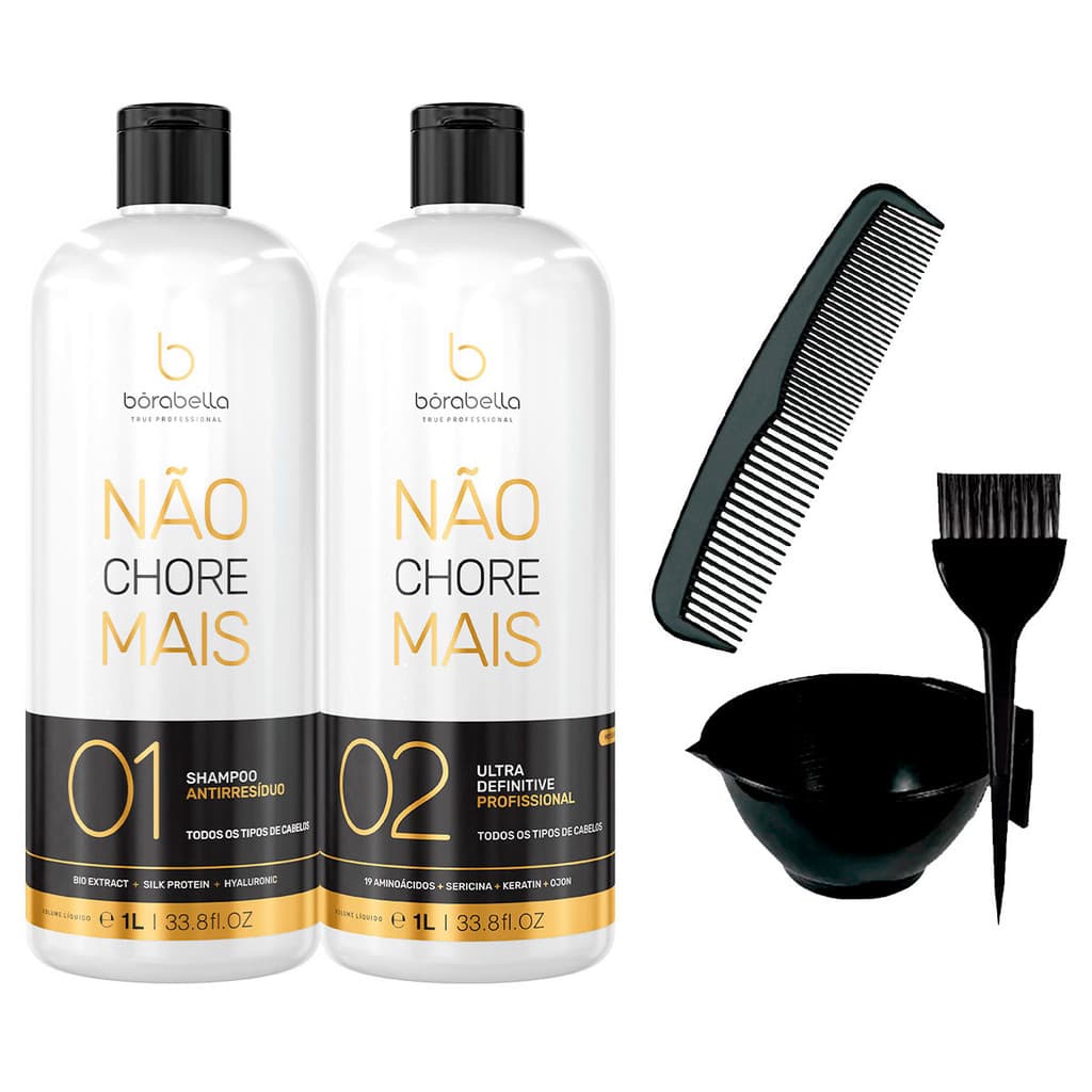 Kit Alisamento Borabella Original Não Chore Mais 2x1L +Cumbuca/Pente