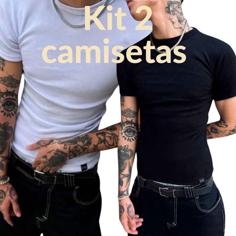Camiseta americana manga curta masculina canelada/ Camiseta básica/ Camiseta canelada