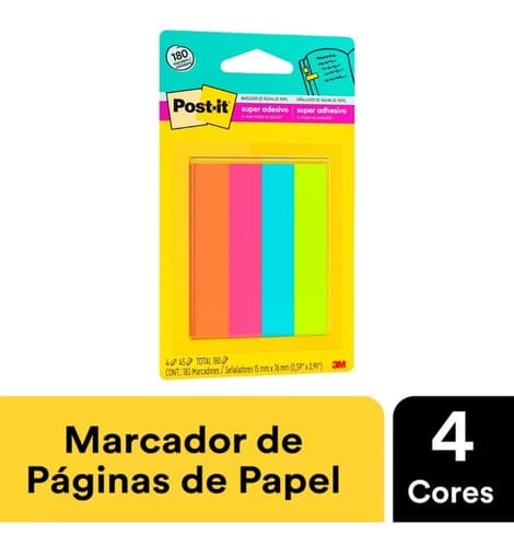 Bloco Marcador De Página Adesivo Post-it Flags Com 180 Color