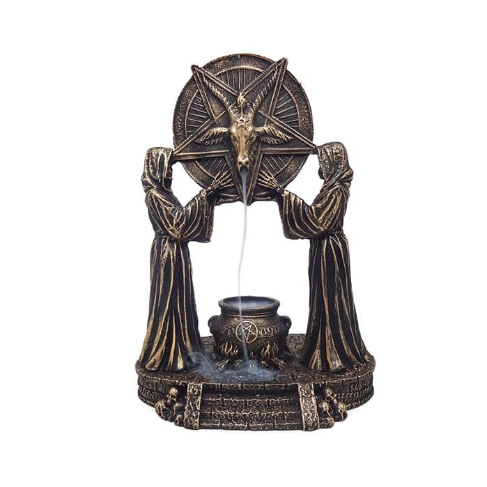Incensário Cascata Baphomet + 5 Incensos Mistério Magia Ritual Proteção Energia Amuleto Esotérico Meditação