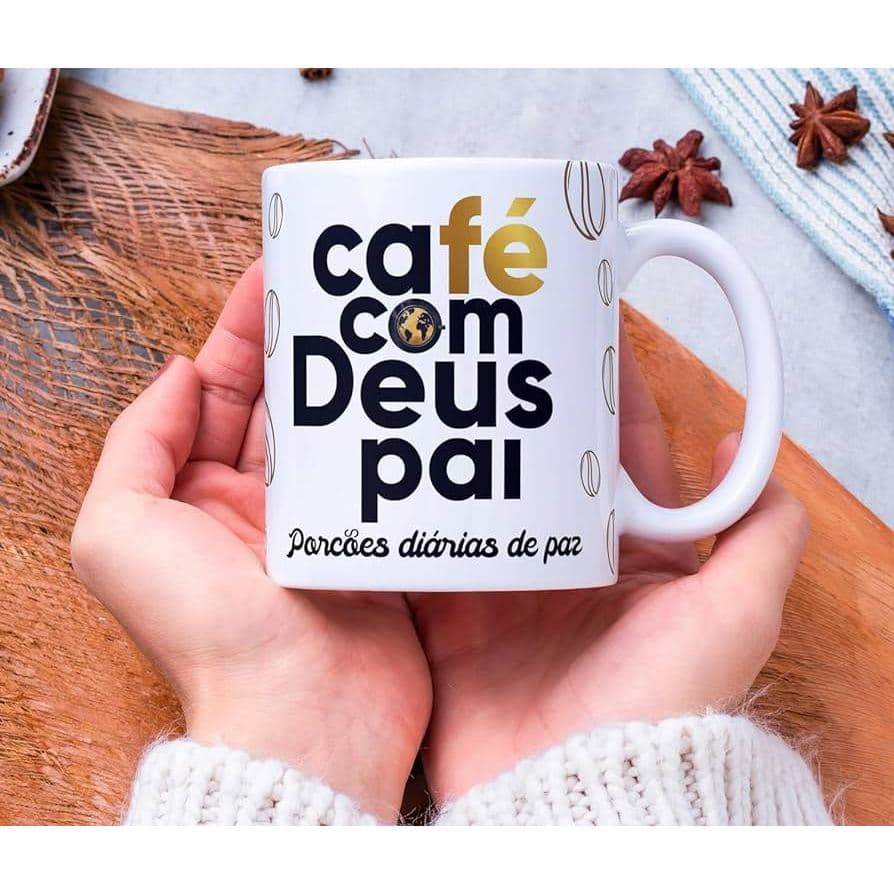 Caneca de Cerâmica Café com Deus Pai. Chá. Devocional