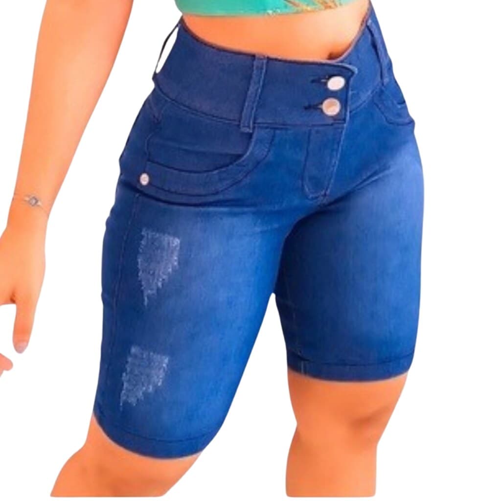 Bermuda  Short Feminino Jeans Ciclista Escura,ROSE