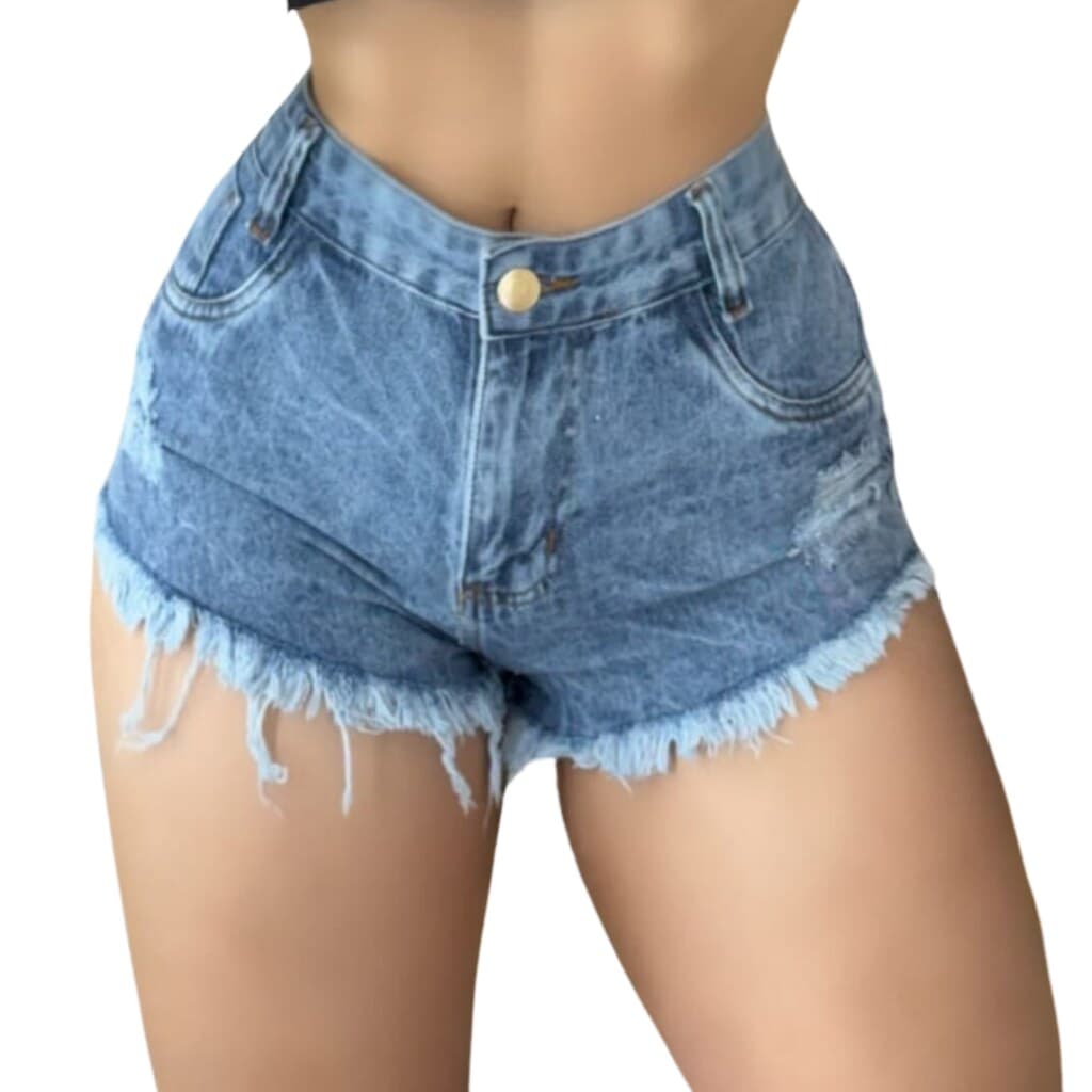 Short Jeans Feminino Marmorizado Curto Barra Detonada,ROSE